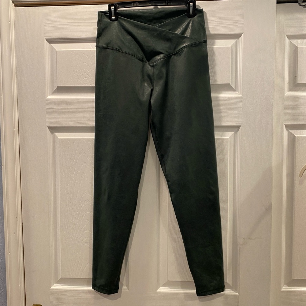 aerie Dark Green Faux Leather Leggings